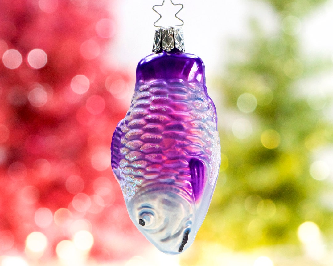 Picture of VINTAGE: German Inge Mercury Glass Fish Ornament - Blown Figural Glass ...