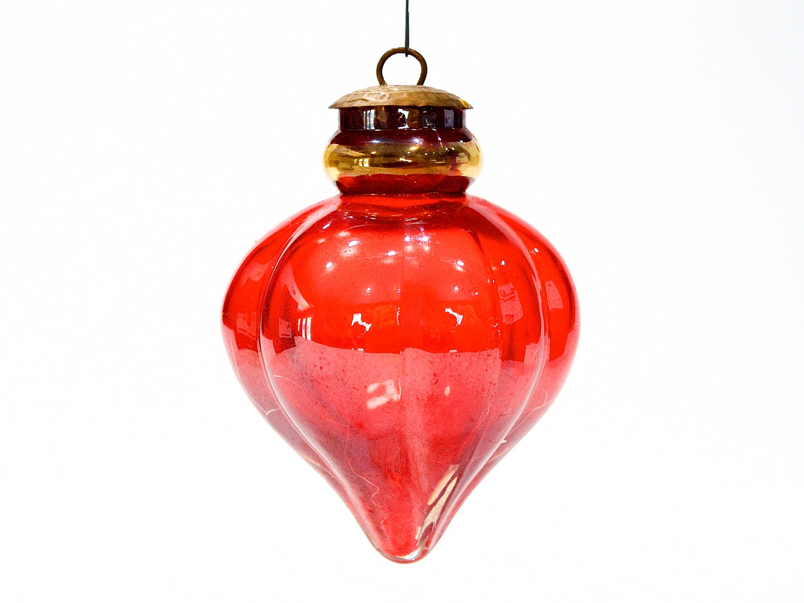 VINTAGE: LARGE Midwest Kugel Thick Glass Ornaments Glass image 0.