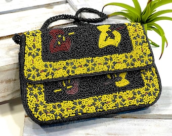 VINTAGE: Beaded Handbag Clutch - Colorful Bag - Evening Clutch - Purse - SKU 3-E1-00007376