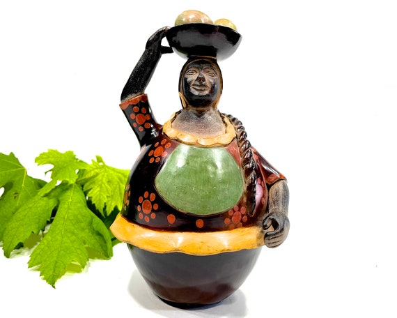 工芸品 Peruvian chulucanas pottry man VINTAGE: Authentic Chulucanas, PERU Handmade Clay Pottery