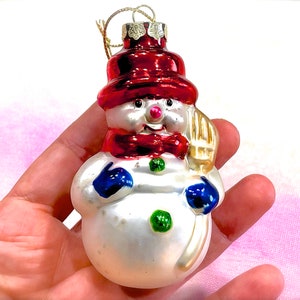 VINTAGE: Glass Christmas Tree Snowman Ornament Collection Christmas Ornament Holiday Xmas Christmas Tree Decoration image 1