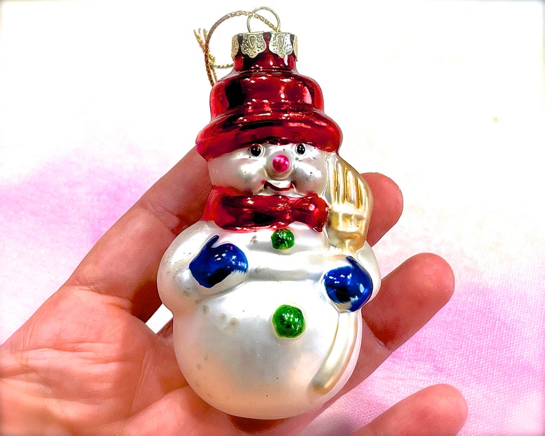 VINTAGE: Glass Christmas Tree Snowman Ornament Collection Christmas Ornament Holiday Xmas Christmas Tree Decoration image 1