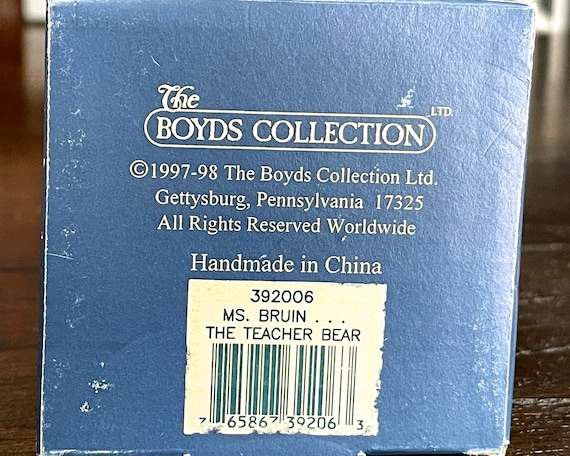 Vintage Boyds Bears Trinket Box: Ms. Bruin Teacher Bear Figurine