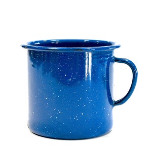 VINTAGE: 1970's Mexican Blue Enamel Mug Graniteware Enamelware Large Cup Cottage SKU 26-D-00017839 image 1