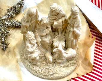 VINTAGE: Nativity Figurine - Holy Family - Alabaster Resin - Christian - Catholic - SKU 23-D-00034548