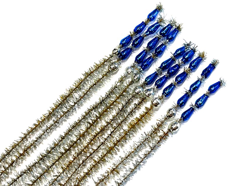 VINTAGE: 10pc Mercury Bead Chenille Stems Blue Flower Picks, Millinery, Crafts, Gift Wrapping, Holiday Decor SKU 16-C1-00034267 image 6