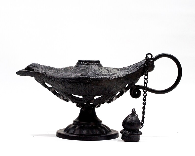 VINTAGE: Candle Holder Cast Iron and Metal Magic Lamp Shape Home Decor SKU 23-D-00031926 afbeelding 4