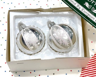 ANCIENNE : 2 pièces - Décorations européennes en verre soufflé à la main dans une boîte - Décoration de Noël - Décoration - Fêtes