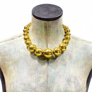 Deadstock VINTAGE: 1970's Chunky Hollow Brass Necklace Boho, Gipsy, Hippie, India Unused SKU 31-D image 1