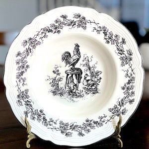VINTAGE: New England Toile Rimed 9 1/4 Soup Bowl Tabletops Unlimited Replacement, Collecting SKU 36-D-00035188 image 2