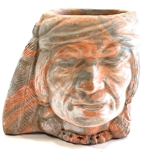 VINTAGE: Comanche Pottery TX Handcrafted Native American Swirl Pottery Planter Mug Multicolor Swirl Ceramic SKU 31-C-00035126 image 1