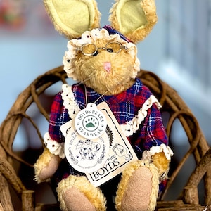 VINTAGE: 10.5&quot; Boyds Bears Stuffed Animal Emily Rabbit &quot;The The Rabbit&quot; - &quot;Bailey and Friends&quot; - #9154-15 - SKU 00035447