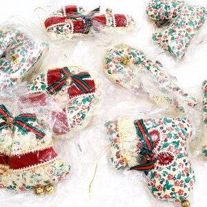 VINTAGE: 8 Mixed Fabric Ornaments Pillow Ornaments Christmas Holidays Gift Handmade SKU Tub-393-00017667 image 5