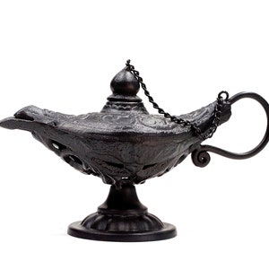 VINTAGE: Candle Holder Cast Iron and Metal Magic Lamp Shape Home Decor SKU 23-D-00031926 afbeelding 2