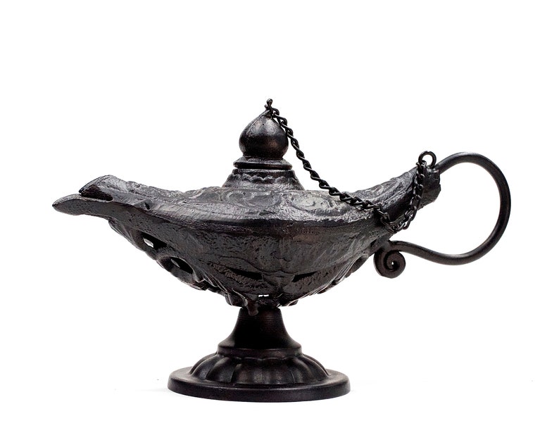 VINTAGE: Candle Holder Cast Iron and Metal Magic Lamp Shape Home Decor SKU 23-D-00031926 afbeelding 2