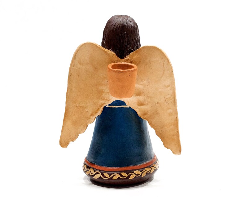 VINTAGE: 8 Authentic PERUVIAN Handmade Clay Pottery Angel Candle Holder Holidays Made on Peru SKU 32-B-00030176 image 6