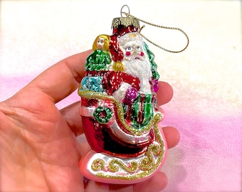 VINTAGE: Glass Christmas Santas Sleigh - Ornament -  Thomas Pacconi Collection - Replacement - Mercury Ornament - SKU 30-404-00040240