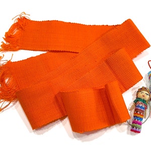Deadstock VINTAGE: 1980&#39;s - Orange Boho Fiesta Native Guatemala Handwoven Faja - Traditional Guatemalan Belt - SKU 21-C