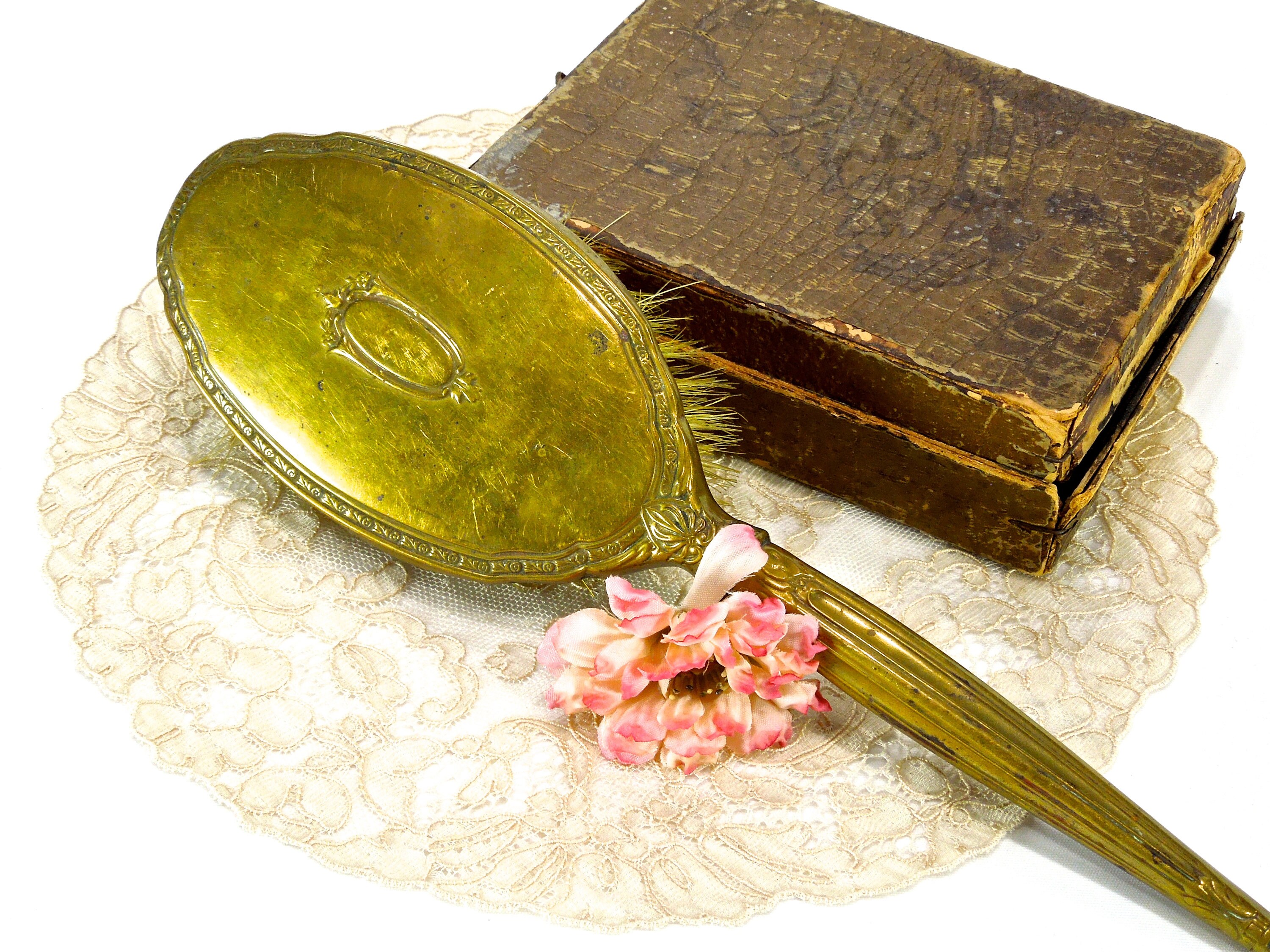 Antique Saart Brothers Bronze Brush: Shabby Chic Vanity 