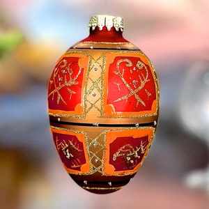 VINTAGE: 3.5 Hand Crafted Colorful Glass Egg Ornament Holiday Christmas Ornaments SKU 00040233 image 1