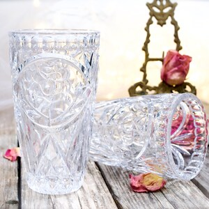 VINTAGE: 2pc Deep Cut Crystal Tumblers Cups Flower Cut Beauty and Elegance SKU 32-B-00032572 image 7