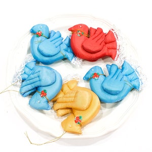 VINTAGE: 5 Fabric Bird Ornaments Pillow Ornaments Christmas Holidays Gift Handmade SKU Tub-393-00017668 image 2