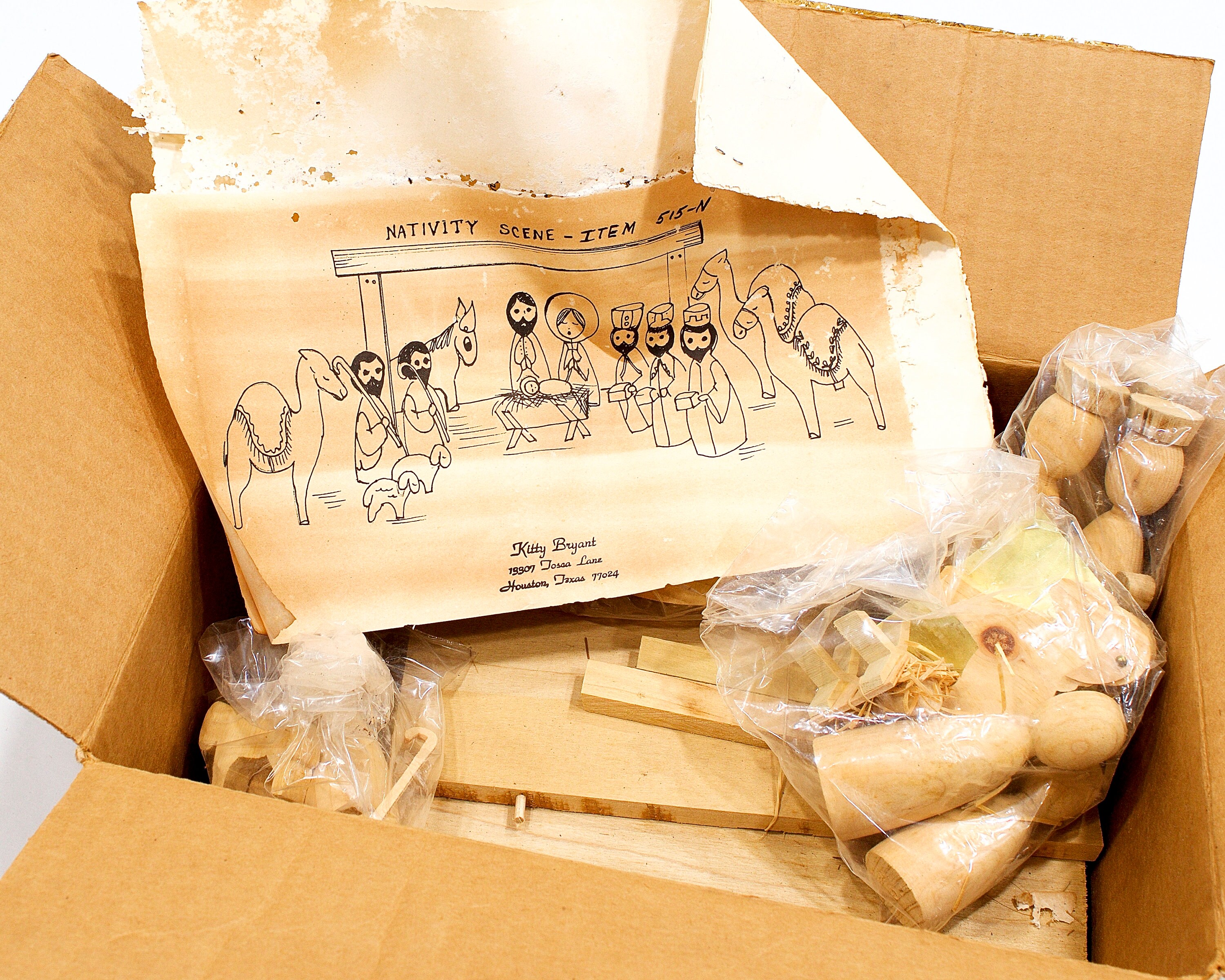 ヴィンテージのキティ・ブライアント製キリスト降誕シーン：木製セット
