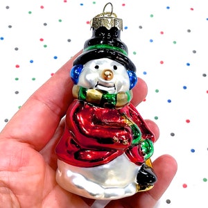 VINTAGE: Glass Christmas Tree Snowman Ornament Thomas Pacconi Collection Replacement Christmas Ornament Holiday image 2