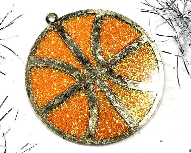 VINTAGE: 1980s Retro Metal and Resin Basketball Ornament Faux Stain Glass Sun Catchers Gift SKU 15-E2-00033295 image 3