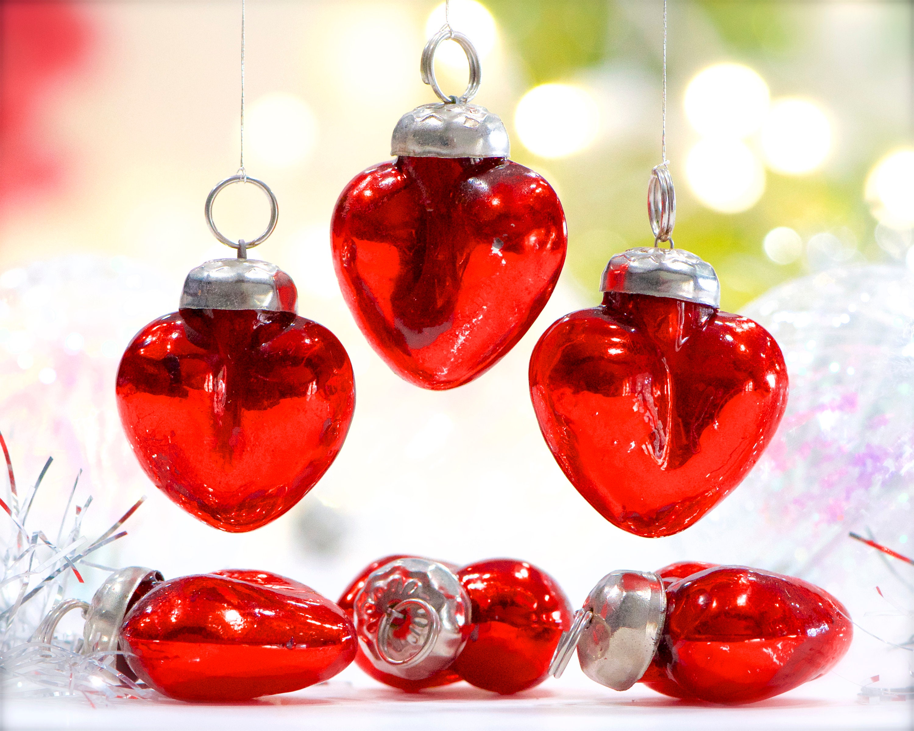 Shop Antique Red Glass Heart Ornaments, Jamali Garden