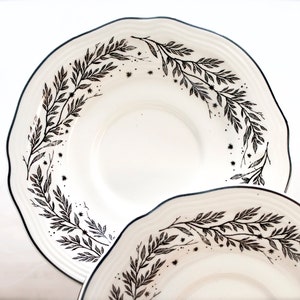 VINTAGE: 2pc Set New England Toile Gamebirds 6 1/4 Saucer Tabletops Unlimited Replacement, Collecting SKU 27-D-00032530 image 2