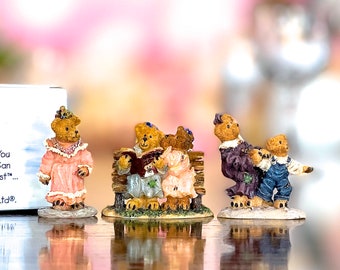 VINTAGE: 2000 - 3pc Wunnerful Village Accessory Stuff Boyds Bears Collection - Madge’s Beauty Salon & Bait Shop Style - #19510-1 - NIB Gift