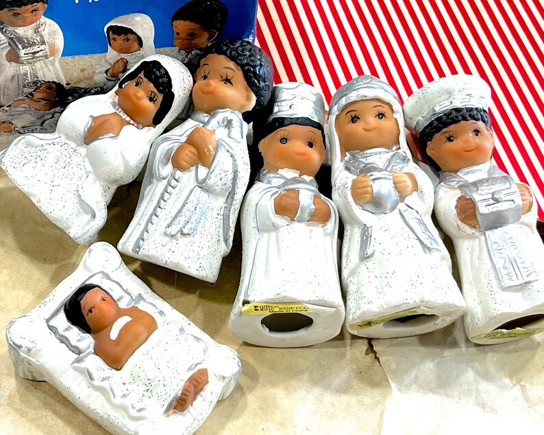 VINTAGE: 6pcs Bisque Porcelain Nativity Set in Box By Giftco Christmas Holiday Kids Nativity SKU 26-B-00034764 image 1