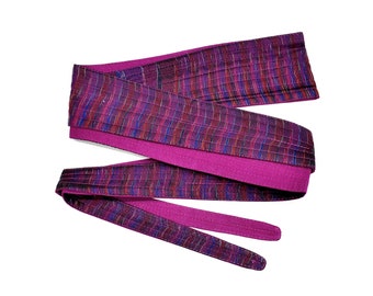 Deadstock VINTAGE: 1970&#39;s - Zodiac India Silk Reversible Obi Belt - Fabric Belt - Striped Belt - Unused - SKU 2-OS196-00017900