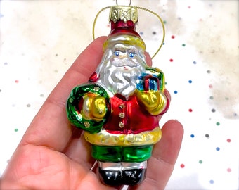 VINTAGE: Glass Christmas Santa Ornament - Mercury Ornament - Christmas Ornaments Holiday Decorations Xmas