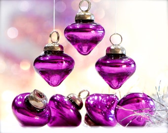 VINTAGE: 5pc Small Thick Mercury Glass Ornaments - Mid Weight Kugel Style Ornaments - Unique Find - SKU os 49