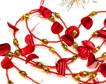 VINTAGE: 72" - Mercury Glass Bead Garland - Red Reflector Garland - SKU 15-A1-00015815