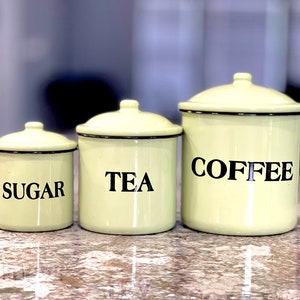 VINTAGE: 3pcs - Storage Kitchen Tin Containers - Sugar, Tea, Coffee, Nesting Containers - Home Decor - SKU 22-E-00035189