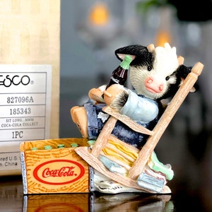 VINTAGE: 1990s Enesco Mary's Moo Moos Figurine in Box Coca Cola Sit Long, Laugh Often, Drink Coke Collect NIB SKU 35-E-00035416 image 1