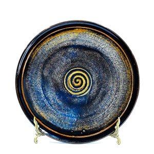 VINTAGE: Signed Steve M Sanchez Studio Pottery Stoneware Swirl Brown Plate Ceramics SKU 00028-D-31334 image 1