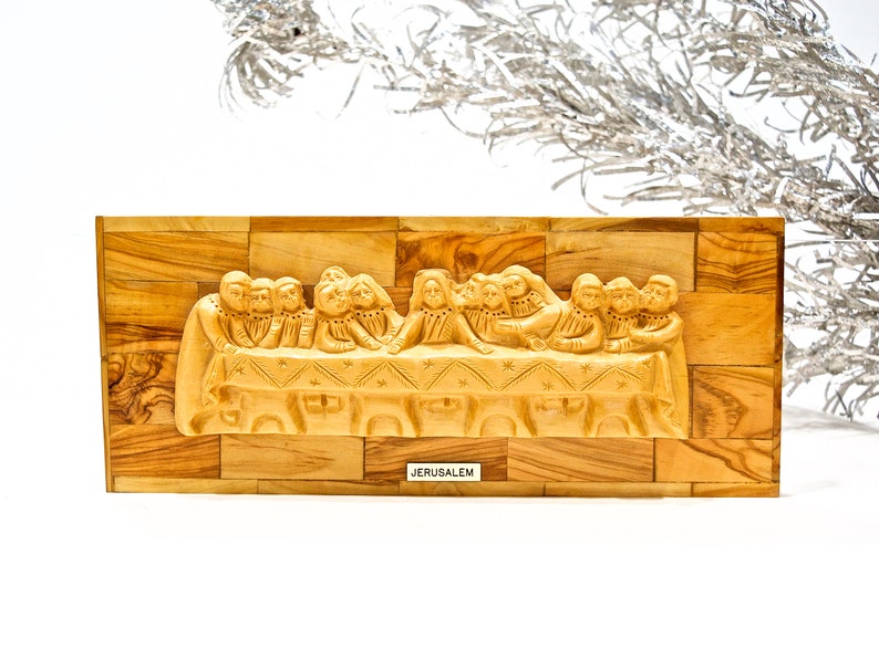 VINTAGE: Hand Carved Wood Last Supper Wall Hanging Scene - Jerusalem ...