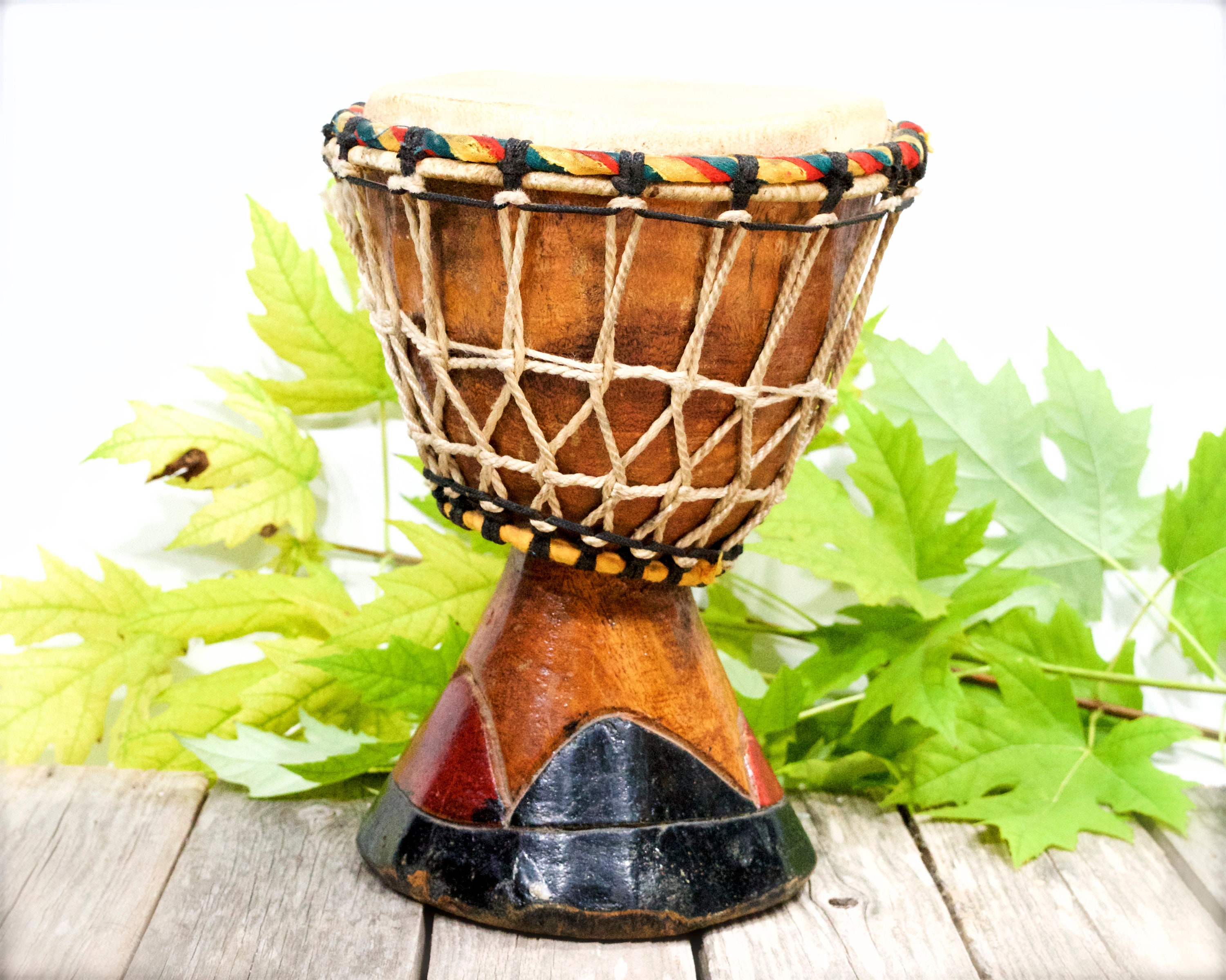 thumbnail image 2 of Foraineam 10 Inch & 8 Inch Hand Drum Set - Wood Frame Hand Percussion With Drum Sticks 2 of 5
