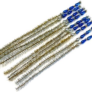 VINTAGE: 10pc Mercury Bead Chenille Stems Blue Flower Picks, Millinery, Crafts, Gift Wrapping, Holiday Decor SKU 16-C1-00034267 image 5