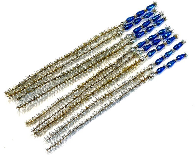 VINTAGE: 10pc Mercury Bead Chenille Stems Blue Flower Picks, Millinery, Crafts, Gift Wrapping, Holiday Decor SKU 16-C1-00034267 image 5