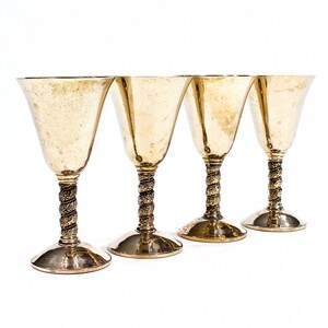 VINTAGE: 4 calici da vino placcati in argento - Roma S.L., Spagna Madrid. Vino, Martini - Vino Tostato - SKU 14-F2-00013973