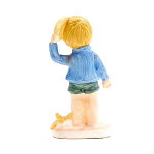 VINTAGE: Flambre Collector's Choice Series Ceramic Figurine Boy Holding Shell on Head Collectable SKU 23-D-00014185 image 3