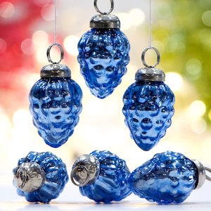 VINTAGE: 5pc Small Thick Mercury Glass Pinecone Ornaments - Mid Weight Kugel Style Ornaments - Unique Find - SKU os-251