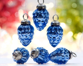 VINTAGE: 5pc Small Thick Mercury Glass Pinecone Ornaments - Mid Weight Kugel Style Ornaments - Unique Find - SKU os-251