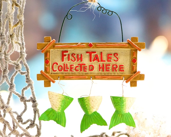 VINTAGE: Resin Fischen Zeichen Ornament Fish Tales Collected Here