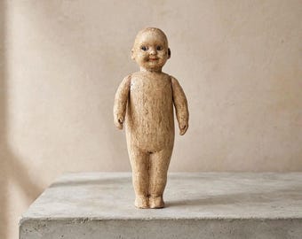 Bambola Kewpie, vintage, 16,5 cm, effetto invecchiato - Bambina caratteristica, finitura anticata, da collezione